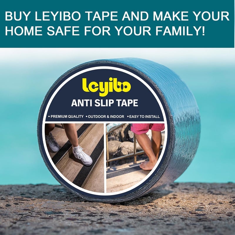 Leyibo Anti Slip Tape, 4 Inch x 62 Ft Grip Tape for Stairs Outdoor/Indoor, Waterproof Non Skid Roll for Stair Treads Non Slip, High Traction Friction Abrasive Adhesive Stair Steps - Black - Image 4
